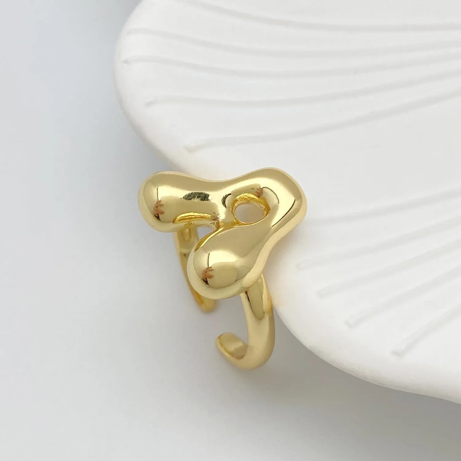 Bubble Initial Gold Ring For Women,Dainty Balloon Letter Rings 14k Gold Plated Open Alphabet A-Z Adjustable Unique Fashion Jewelry Gift