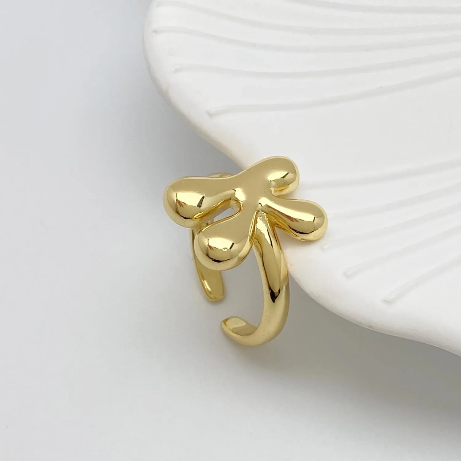 Bubble Initial Gold Ring For Women,Dainty Balloon Letter Rings 14k Gold Plated Open Alphabet A-Z Adjustable Unique Fashion Jewelry Gift