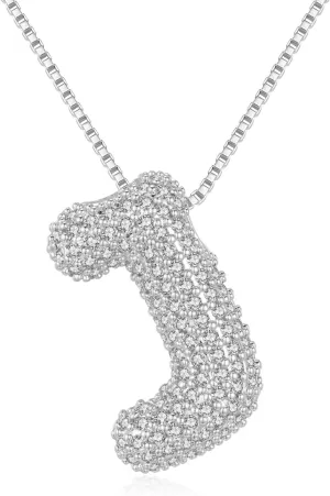 Bubble Ltter Necklace For Women, Balloon Initial Letter Alphabet Pendant 18k Gold Plated Dainty Zirconia Inlaid Necklaces Fashion Jewelry Gifts for Women