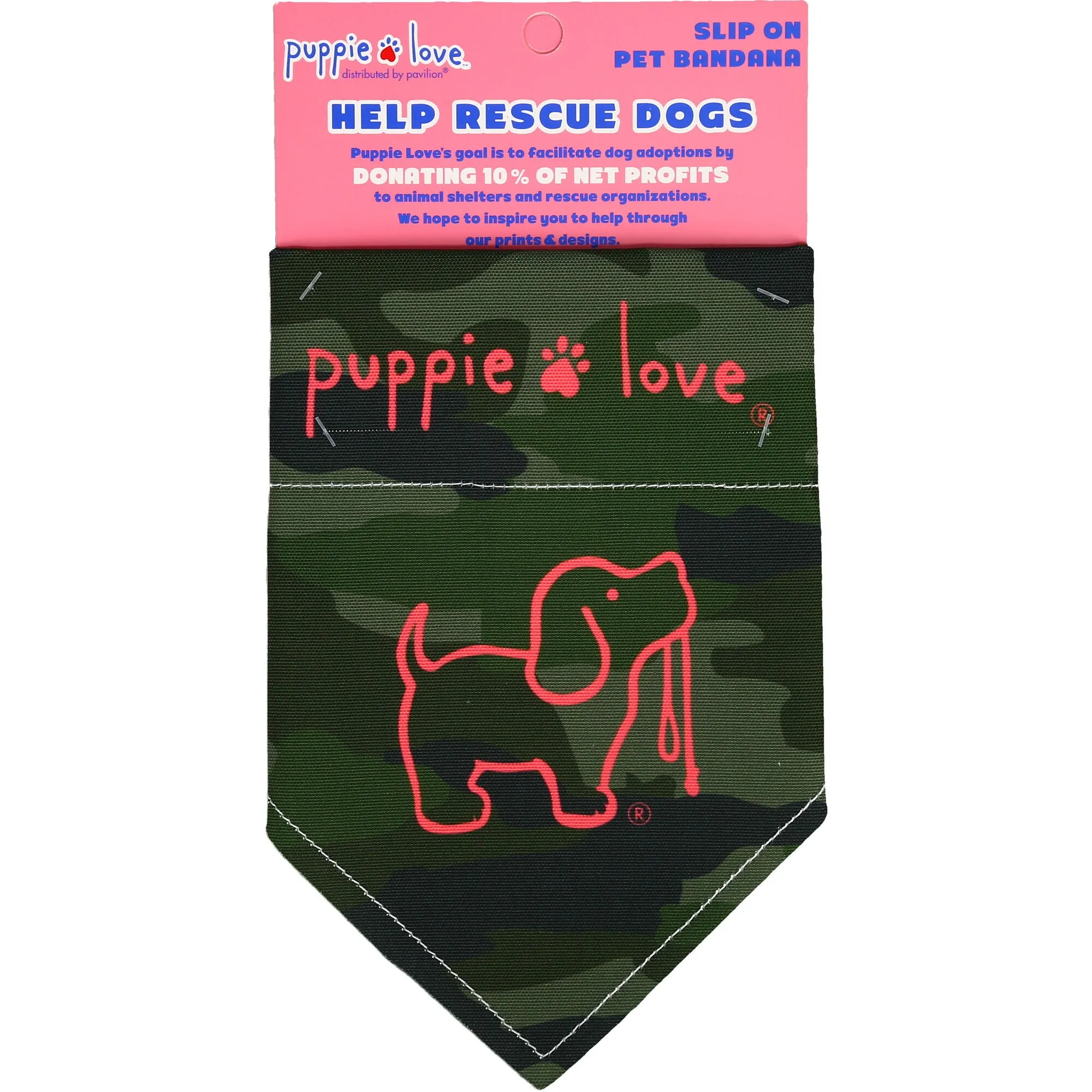 Camo 12" x 8" Canvas Slip on Pet Bandana