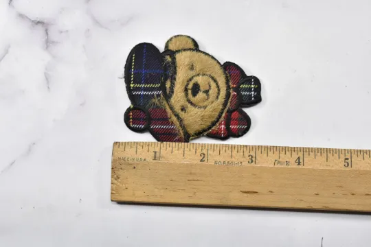 Cartoon Faux Fur Embroidered Brown Bear Patch  | Bear with Hat | Applique | Iron-On Patch Embroidered | DIY Fashion | Cute Teddy Bear Patch