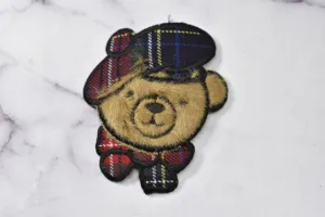 Cartoon Faux Fur Embroidered Brown Bear Patch  | Bear with Hat | Applique | Iron-On Patch Embroidered | DIY Fashion | Cute Teddy Bear Patch