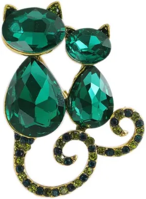 Cat Emerald Green CZ Brooches Lapel Pins for Women Teen Girls Mother And Daughter Animal Crystal Brooch Classic for Dress Suit Shirt Ceremony Pin Clothes Accessories Jewelry