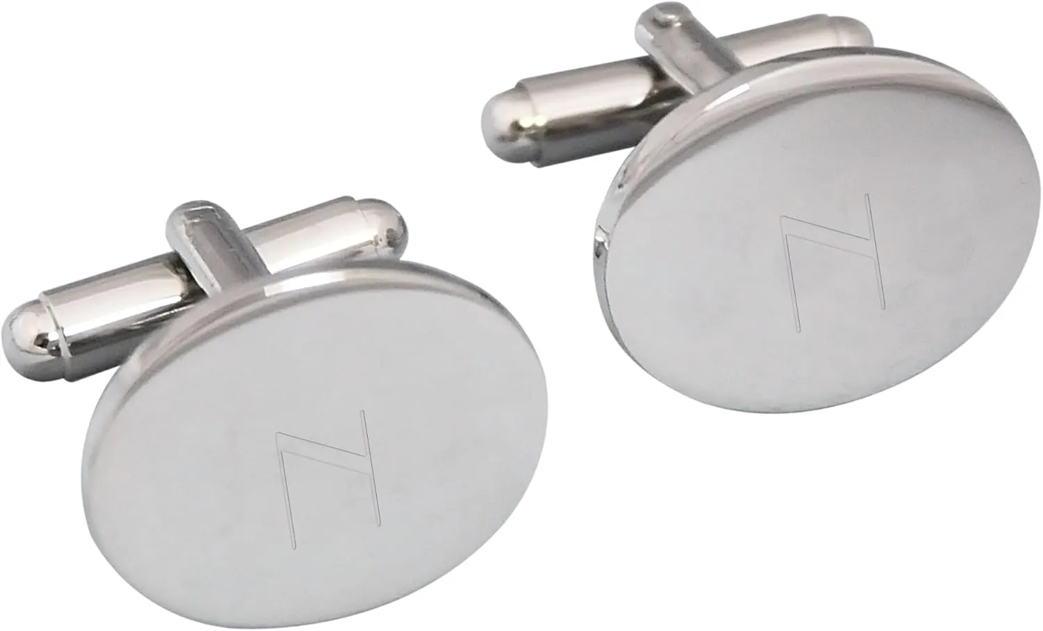 Cathy's Concepts Personalized Silver Oval Cuff Links, Letter N