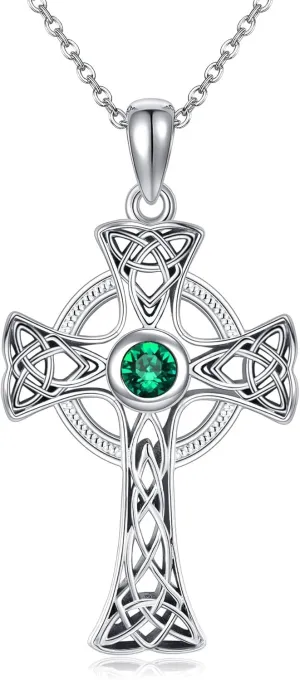 Celtic Cross Necklace Sterling Silver Celtic Knot Pendant Necklace Cross Celtic Jewelry Irish Gifts for Women