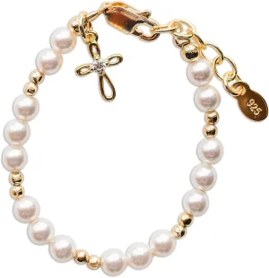 Cherished Moments Girls 14K Gold-Plated Cross Bracelet for Godchild, Baptism or First Communion Gift with Poem in Gift Box