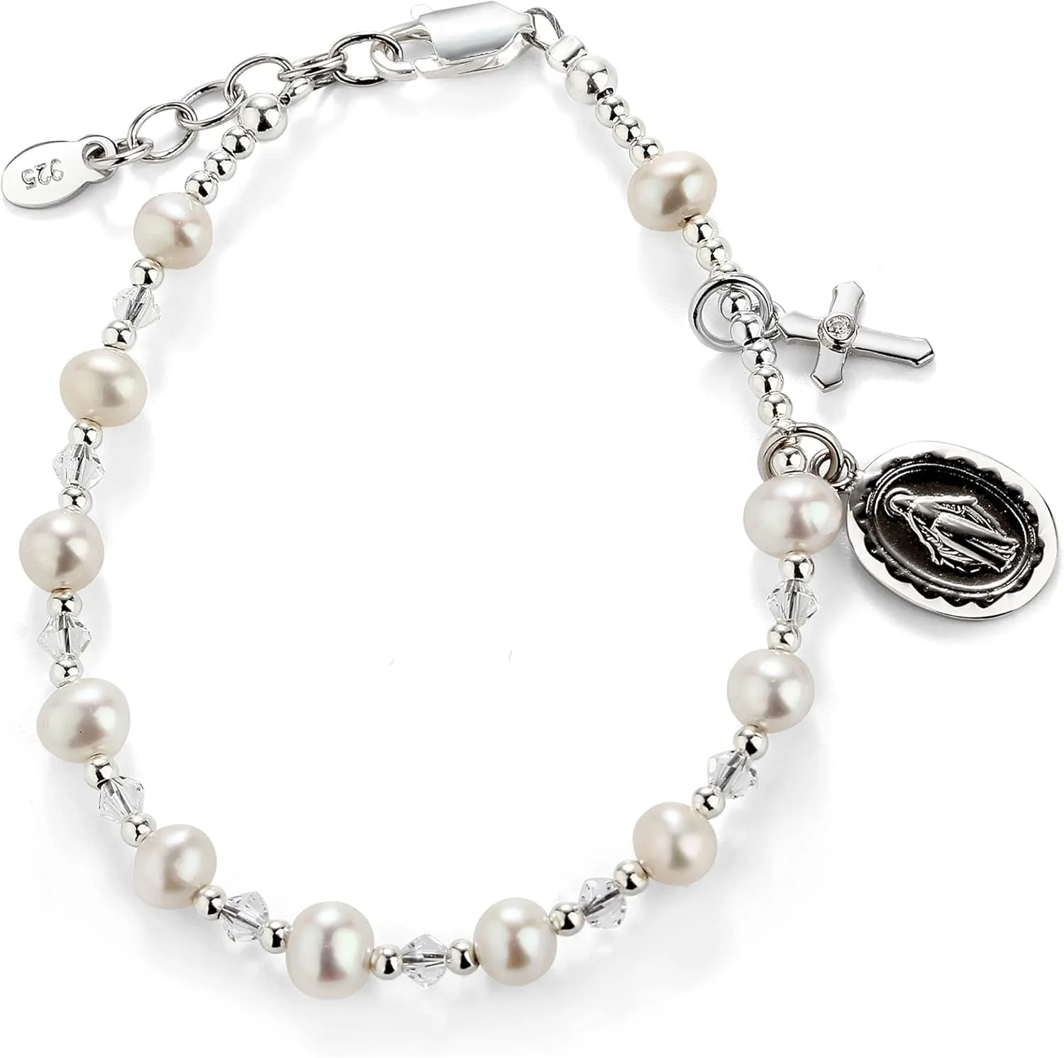 Cherished Moments Girls Sterling Silver and 14K Gold-Plated Cultured or Simulated Pearl Bracelets for First Communion Gifts with Poem and Gift Box