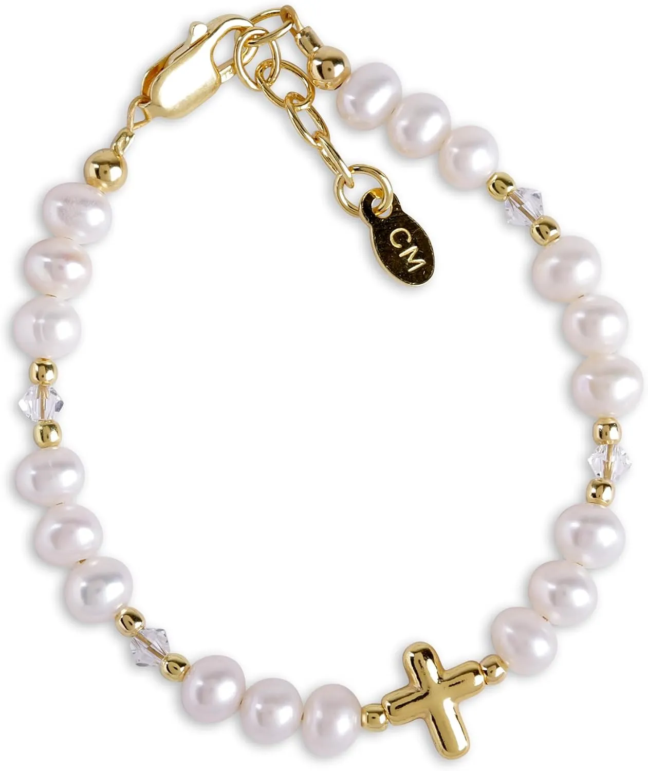 Cherished Moments Girls Sterling Silver and 14K Gold-Plated Cultured or Simulated Pearl Bracelets for First Communion Gifts with Poem and Gift Box