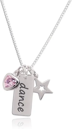 Cherished Moments Girl's Sterling Silver "Dance" Pendant Necklace with Charms