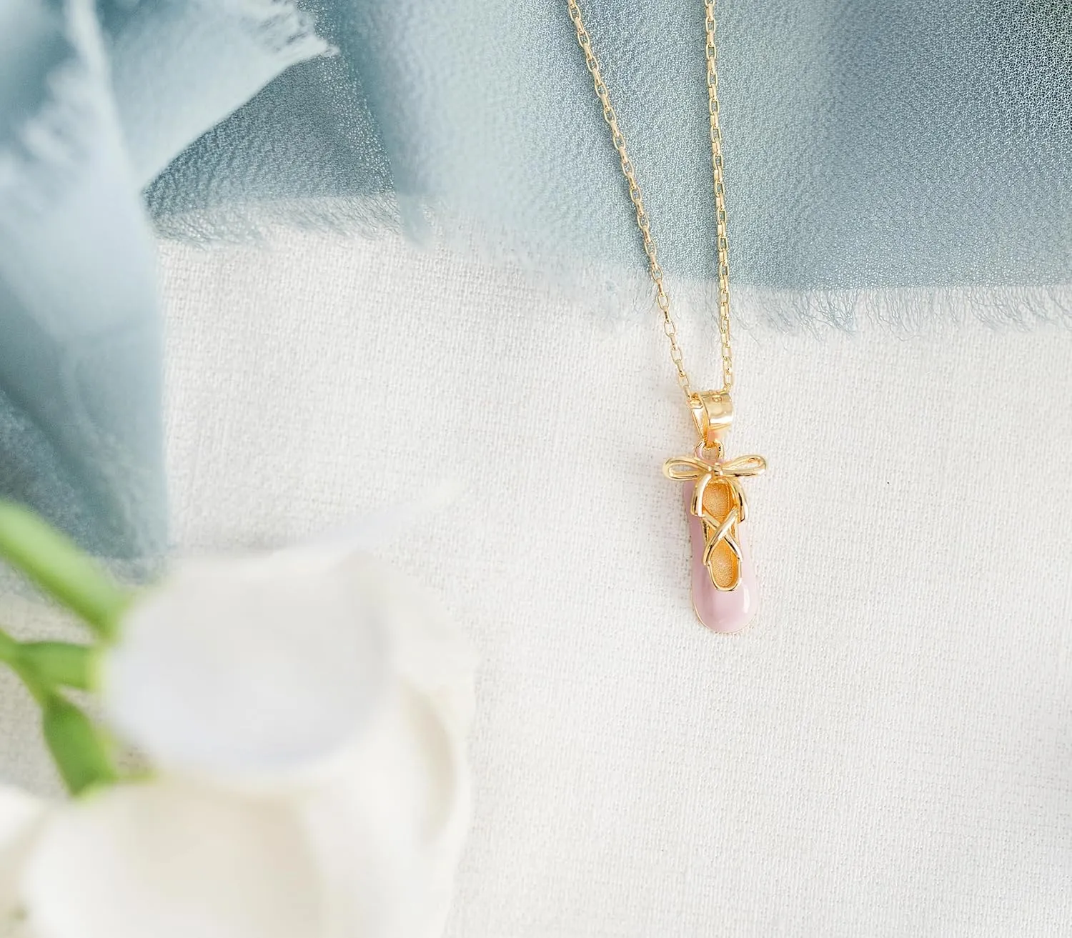 Cherished Moments Sterling Silver Pink Ballet Slipper Shoe Necklace for Children, Toddlers, Little Girls, Kids, Teens, or Adults, Dance Recital Gifts