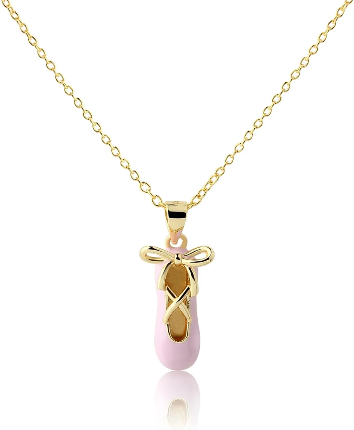 Cherished Moments Sterling Silver Pink Ballet Slipper Shoe Necklace for Children, Toddlers, Little Girls, Kids, Teens, or Adults, Dance Recital Gifts