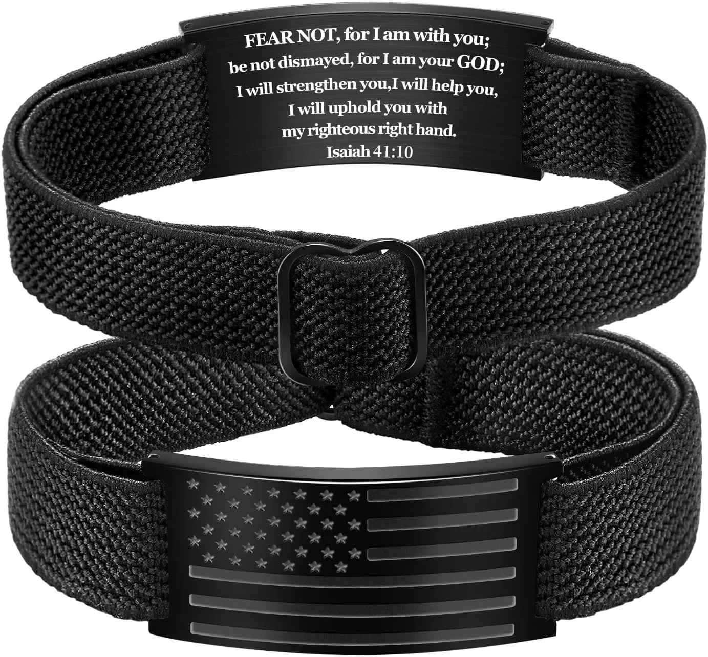 Christian Bible Verse Bracelets for Mens Women, Adjustable Strap Elastic American Flag Patriotic InspirationaI Jesus Bracelet Christian Gift for Man Faith Over Fear,Graduation Gifts for Him