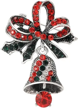 Christmas Classic Bell Brooch European American Rhinestone Alloy Inlaid Diamond Hand Dripping Bell Brooch Holiday Gift Men's And Women's Universal