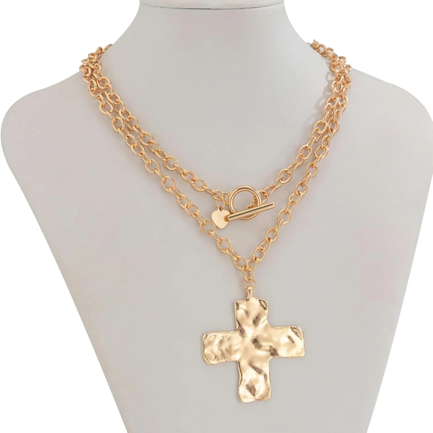 Chunky Cross Necklace for Women Big Cross Pendant Necklaces Christian Faith Gifts for Women