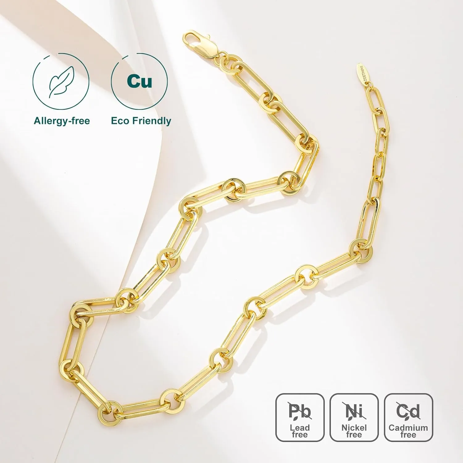 Chunky Layered Gold Necklace For Women Paperclip Link Chain Statement Compass Coin Charm Beach Stackable Necklace Non Tarnish Dainty 14k Gold Plated Medallion Pendant Trendy Fashion Jewelry