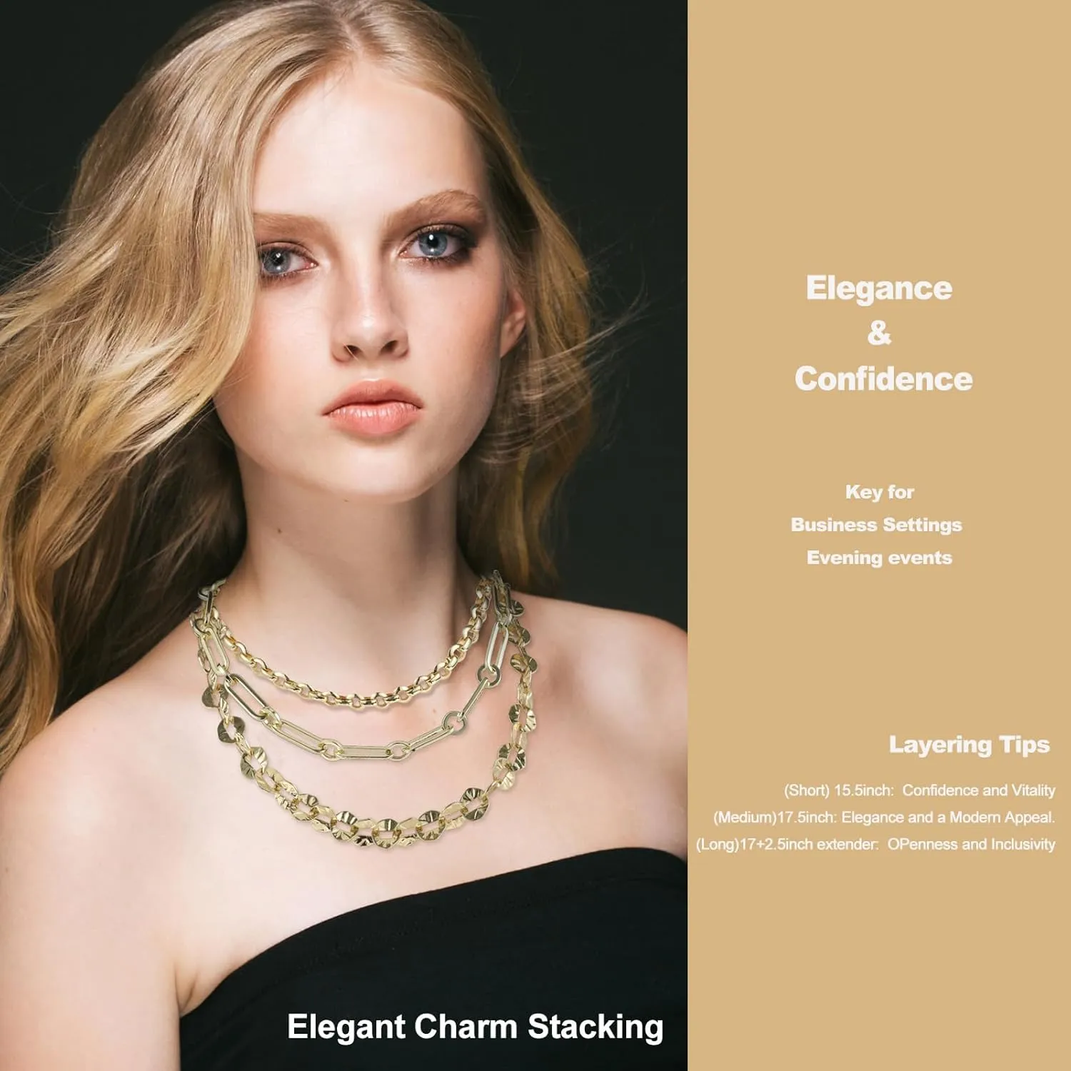 Chunky Layered Gold Necklace For Women Paperclip Link Chain Statement Compass Coin Charm Beach Stackable Necklace Non Tarnish Dainty 14k Gold Plated Medallion Pendant Trendy Fashion Jewelry