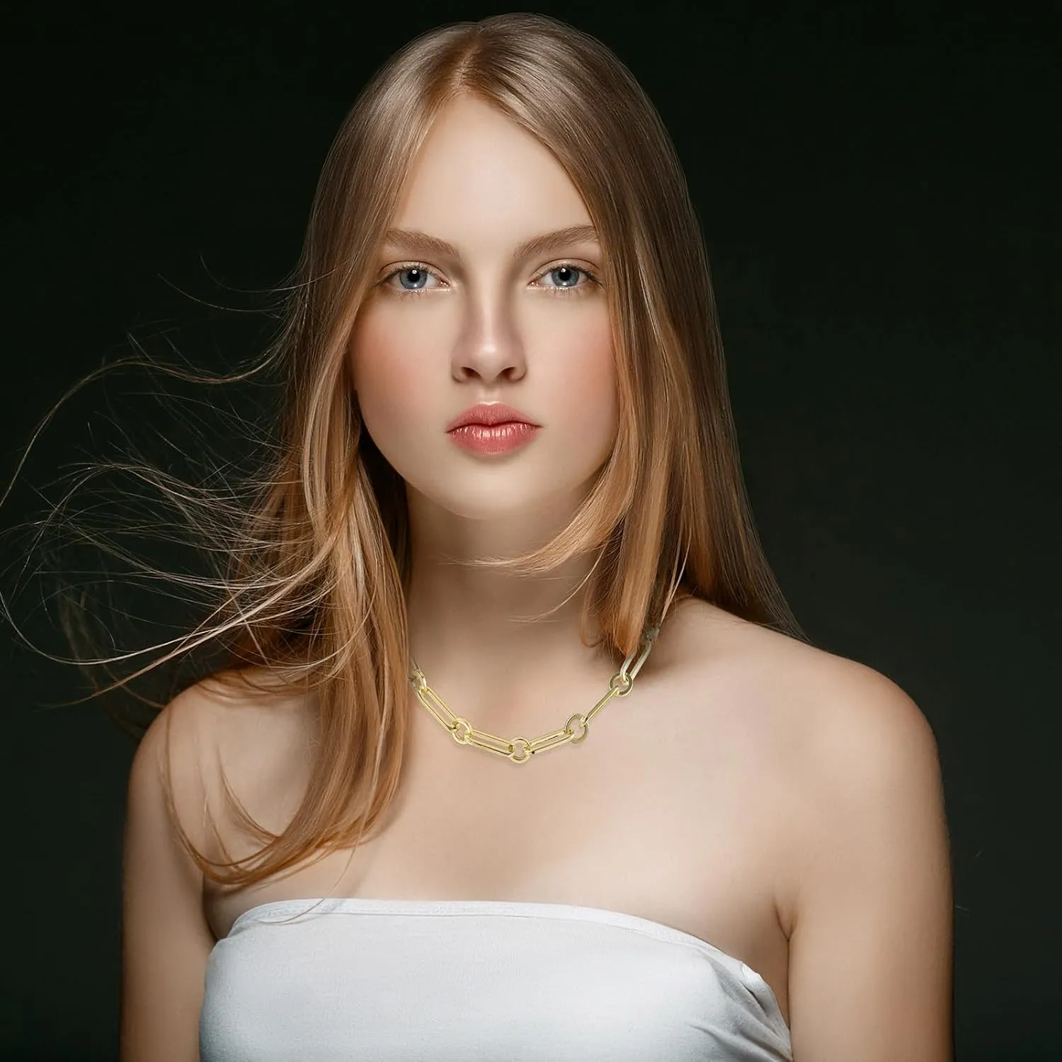 Chunky Layered Gold Necklace For Women Paperclip Link Chain Statement Compass Coin Charm Beach Stackable Necklace Non Tarnish Dainty 14k Gold Plated Medallion Pendant Trendy Fashion Jewelry