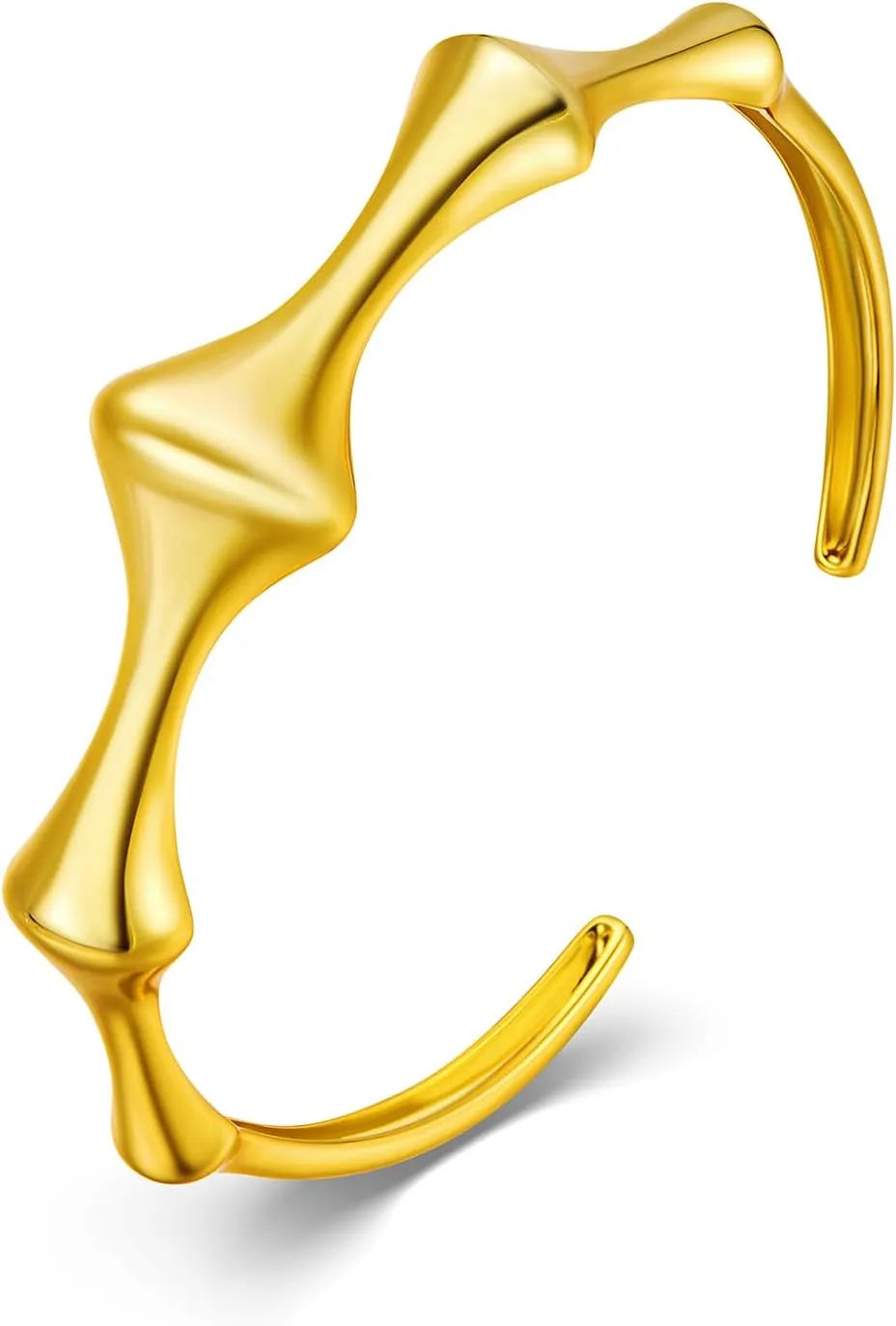 Cicy Bell 18k Gold Plated Cuff Bangle Bracelet for Women Bone Joint Wide Open Vintage Bracelets Trendy Birthday Jewelry Gifts