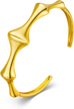 Cicy Bell 18k Gold Plated Cuff Bangle Bracelet for Women Bone Joint Wide Open Vintage Bracelets Trendy Birthday Jewelry Gifts