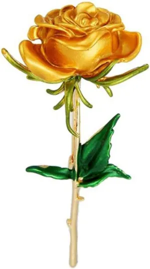 Classic Enamel Rose Flower Brooches for Women - Alloy Weddings Office Casual Brooch Pins - Fashion Luxury Pin Gifts