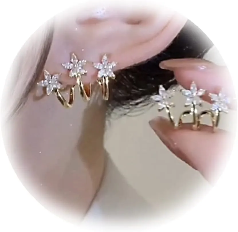 Claw Earrings for Women Gold Plated Ear Cuff Earrings Double Hoop Huggie Earrings for Single Piercing