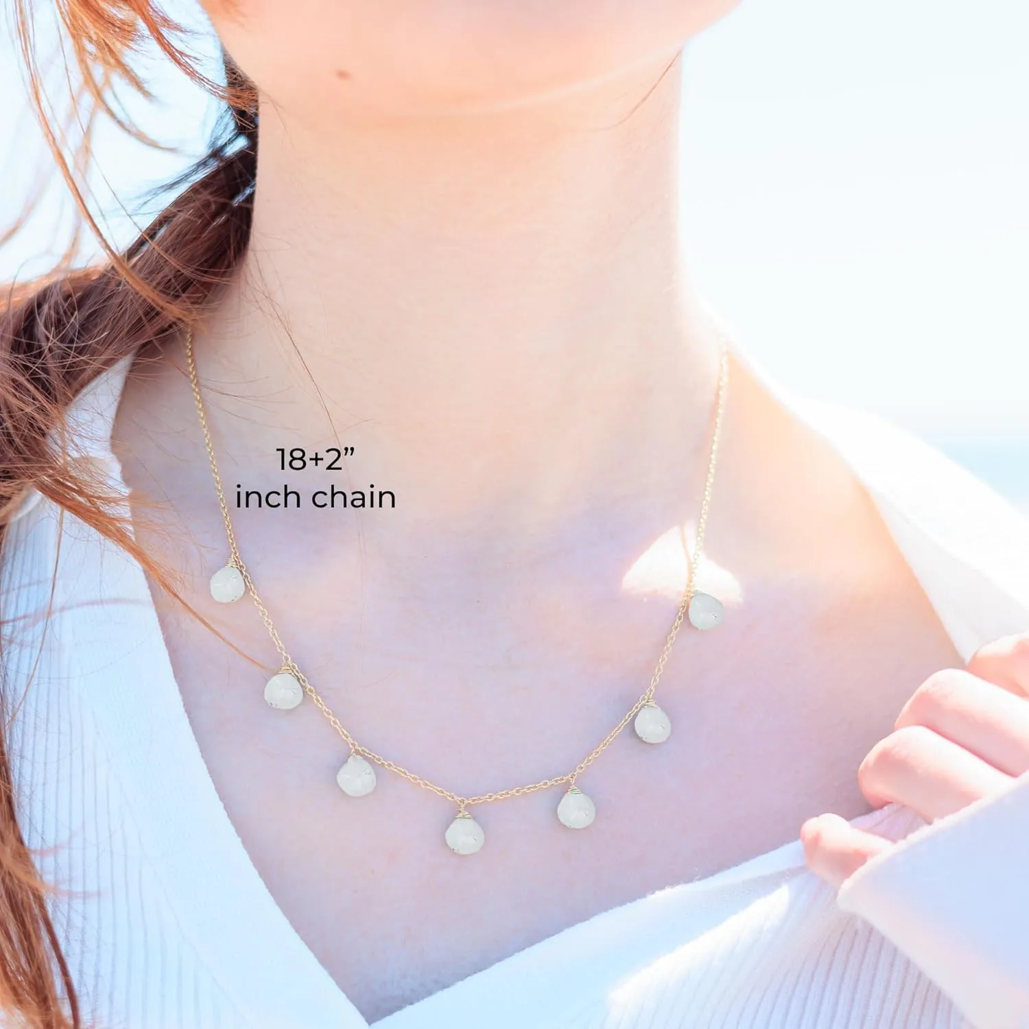 Clear Quartz Necklace for Women, Premium Heart Beaded Gold Necklaces - Tarnish Free 18K Gold Plated Certified S925 Classic Statement Necklace Gold Jewelry for Women - Mothers Day Gifts for Mom Wife