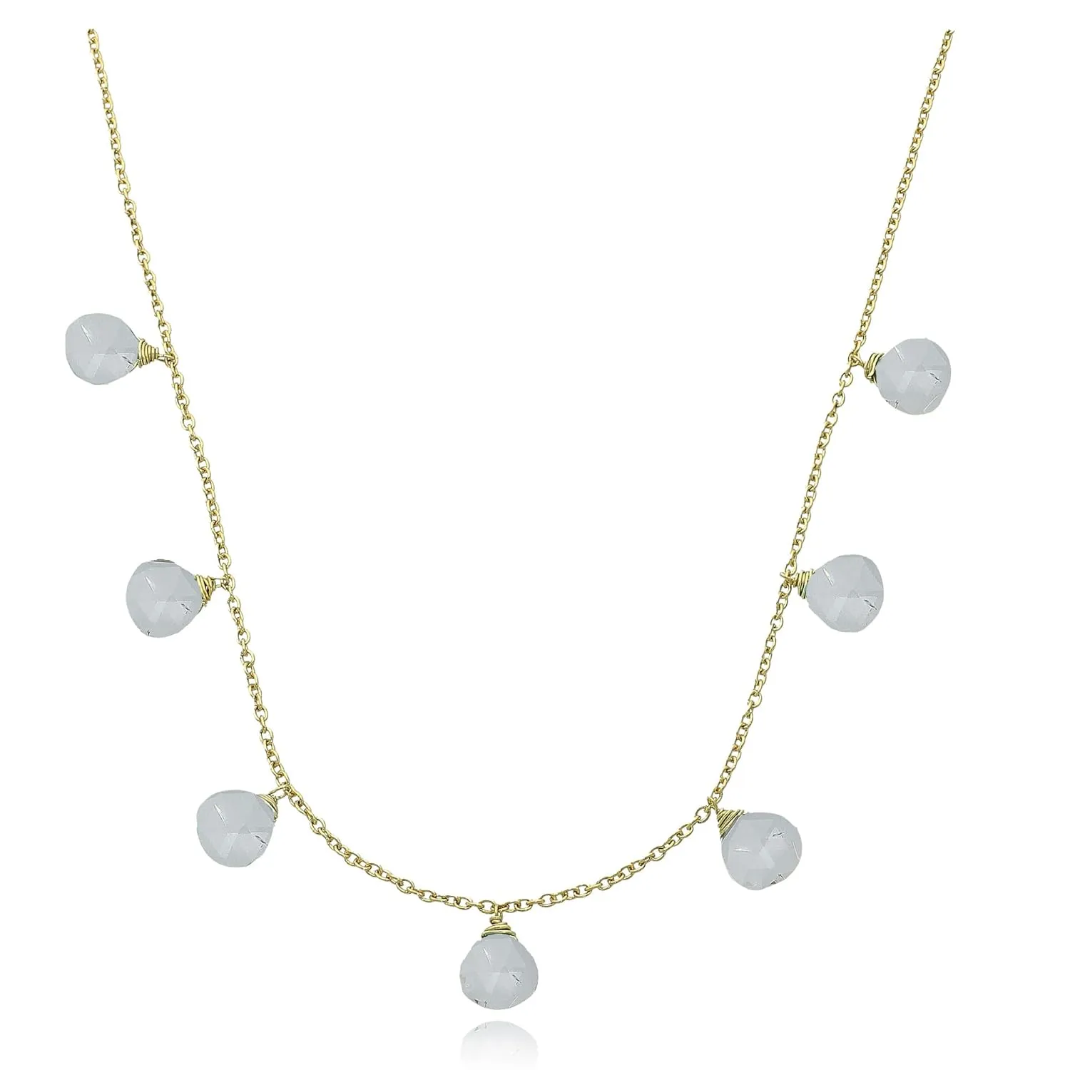Clear Quartz Necklace for Women, Premium Heart Beaded Gold Necklaces - Tarnish Free 18K Gold Plated Certified S925 Classic Statement Necklace Gold Jewelry for Women - Mothers Day Gifts for Mom Wife