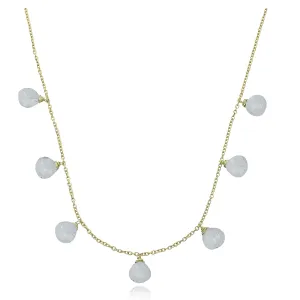 Clear Quartz Necklace for Women, Premium Heart Beaded Gold Necklaces - Tarnish Free 18K Gold Plated Certified S925 Classic Statement Necklace Gold Jewelry for Women - Mothers Day Gifts for Mom Wife