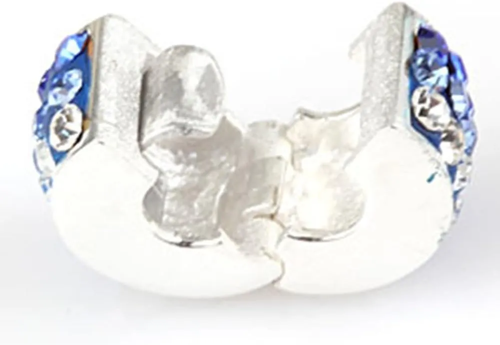 Clip Stopper Charms 925 Sterling Silver Clip Lock Stoppers Beads Crystal Charm for Pandora Bracelets (Blue)