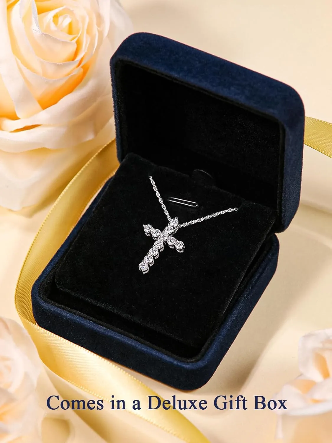 Color-D VVS1 Clarity 1.10/3.30 Carat Moissanite Cross Pendant Necklace for Women Men, Solid 925 Sterling Silver Chain Pendant, 16"/18"/20" Adjustable, Wedding Anniversary Christmas Jewelry