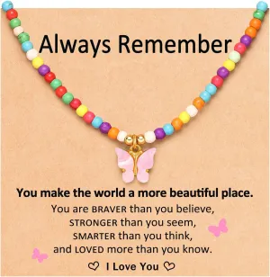 Colorful Cute Butterfly Necklace, Jewelry Gifts for Her Birthday Christmas Valentines