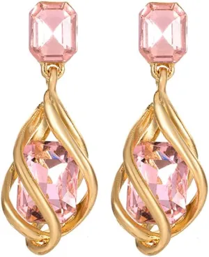 Colorful Gem Crystal Earrings for Women Rectangular Gemstone Dangle Earrings Jewelry Geometric Crystal Pendant Drop Earrings