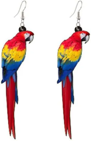 Colorful Parrot Dangling Hook Earrings for Women Cute Bird Animal Dangle Drop Silver Plated Pin Earring Lovely Boho Jewelry Gifts Hypoallergenic