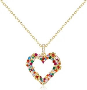Colorful Peace Sign Pendant Women's 14K Gold Plated Cubic Zirconia love Peace Symbol Heart, Music Note, Adjustable Boho Hippie Necklace Gift