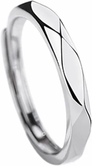 Cool Rings for Boys 925 Sterling Italian Silver Lover Adjustable Ring for Couple Set Black and Ring for Men and Women A Simple Light and Luxurious Love Ring for Lovers (SL2, A)