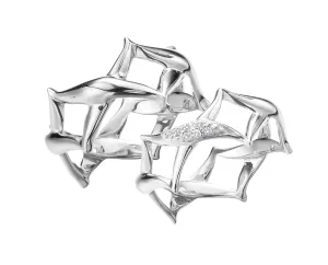 Couples ring set by Majade. Sterling silver diamond ring, his and hers promise ring, diamond eternity band. Handmade 925 silver jewelry. Unique matching ring set. Wide band criss cross X ring.