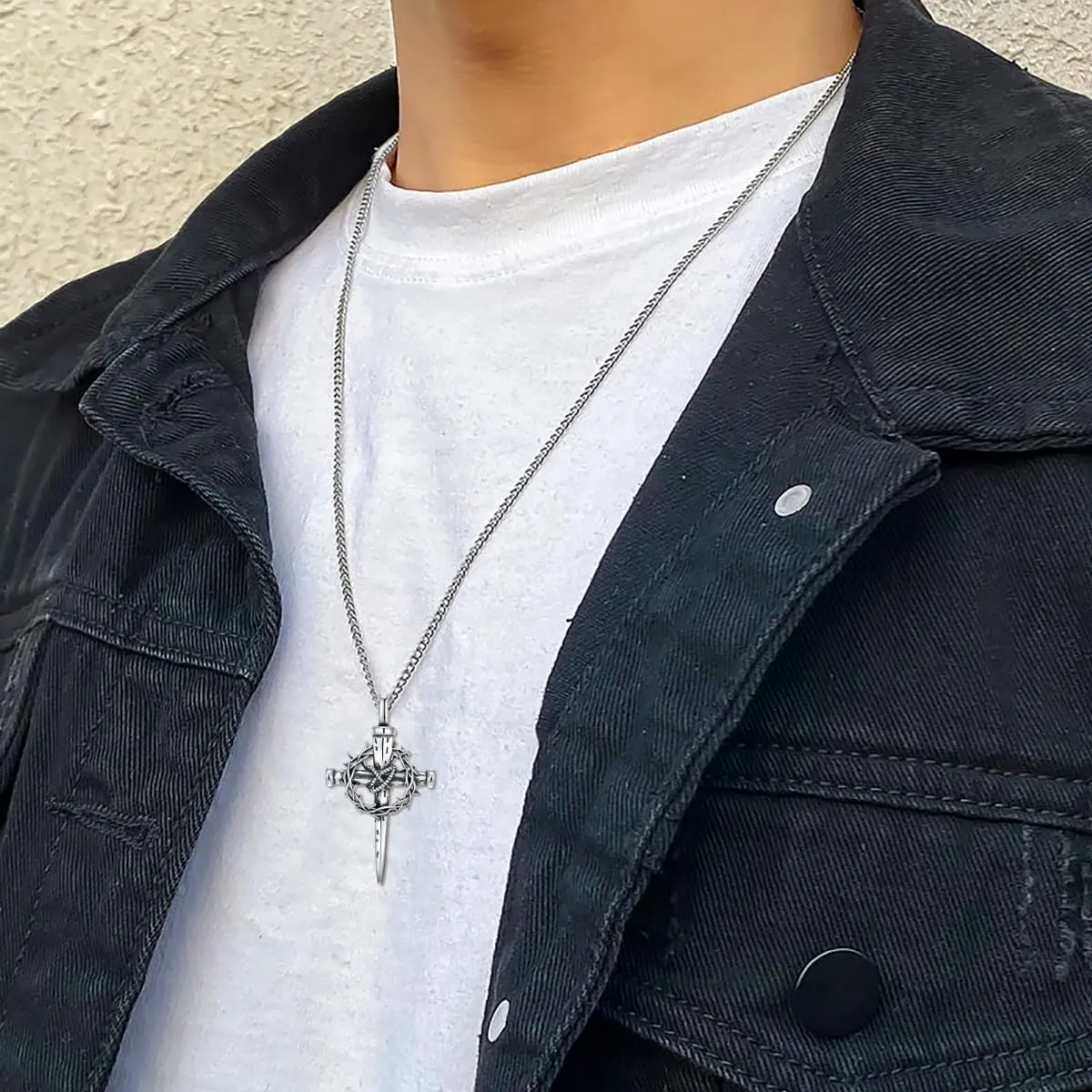 Cross Necklace 925 Sterling Silver Christian Jewelry for Men