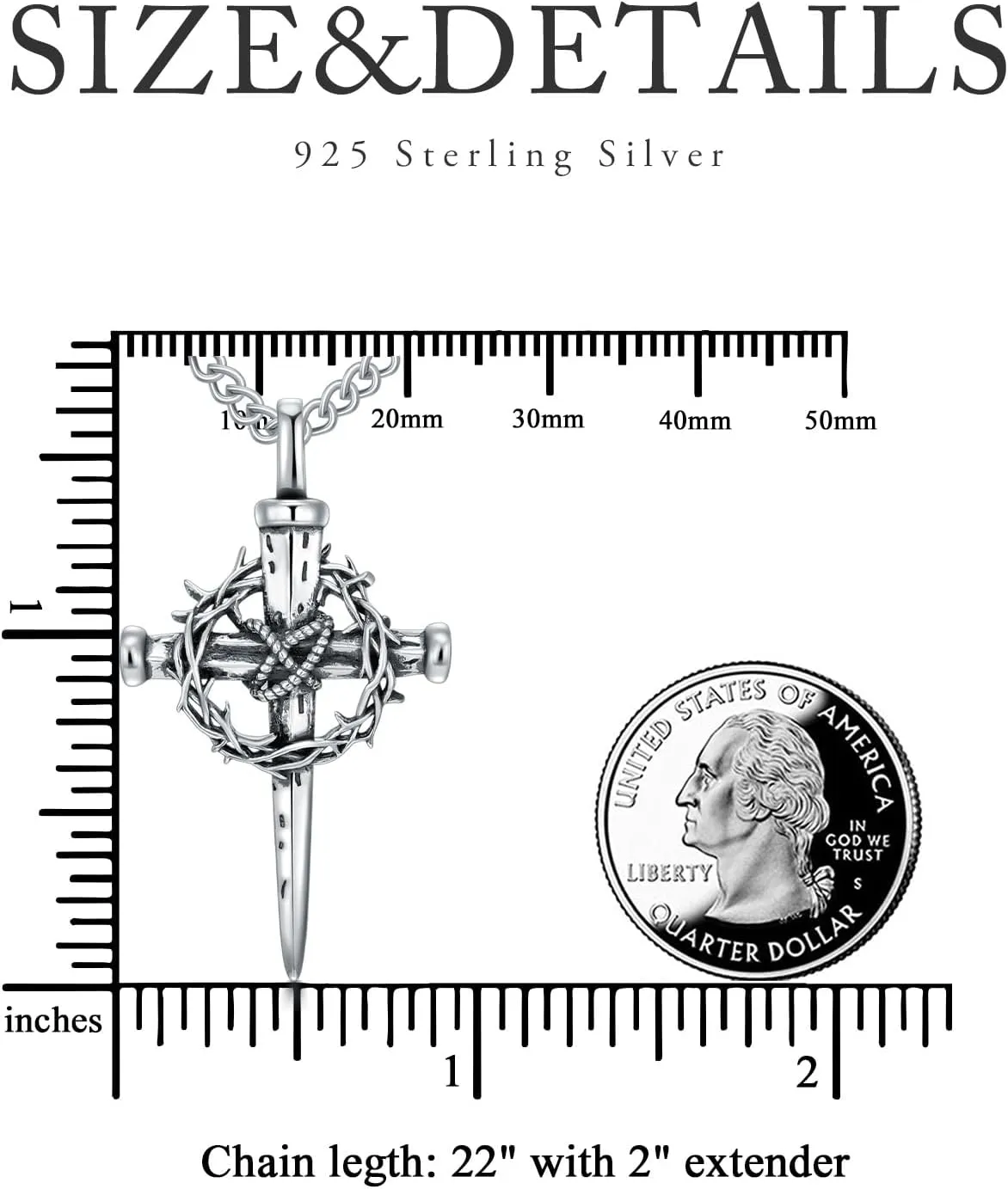 Cross Necklace 925 Sterling Silver Christian Jewelry for Men