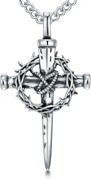 Cross Necklace 925 Sterling Silver Christian Jewelry for Men
