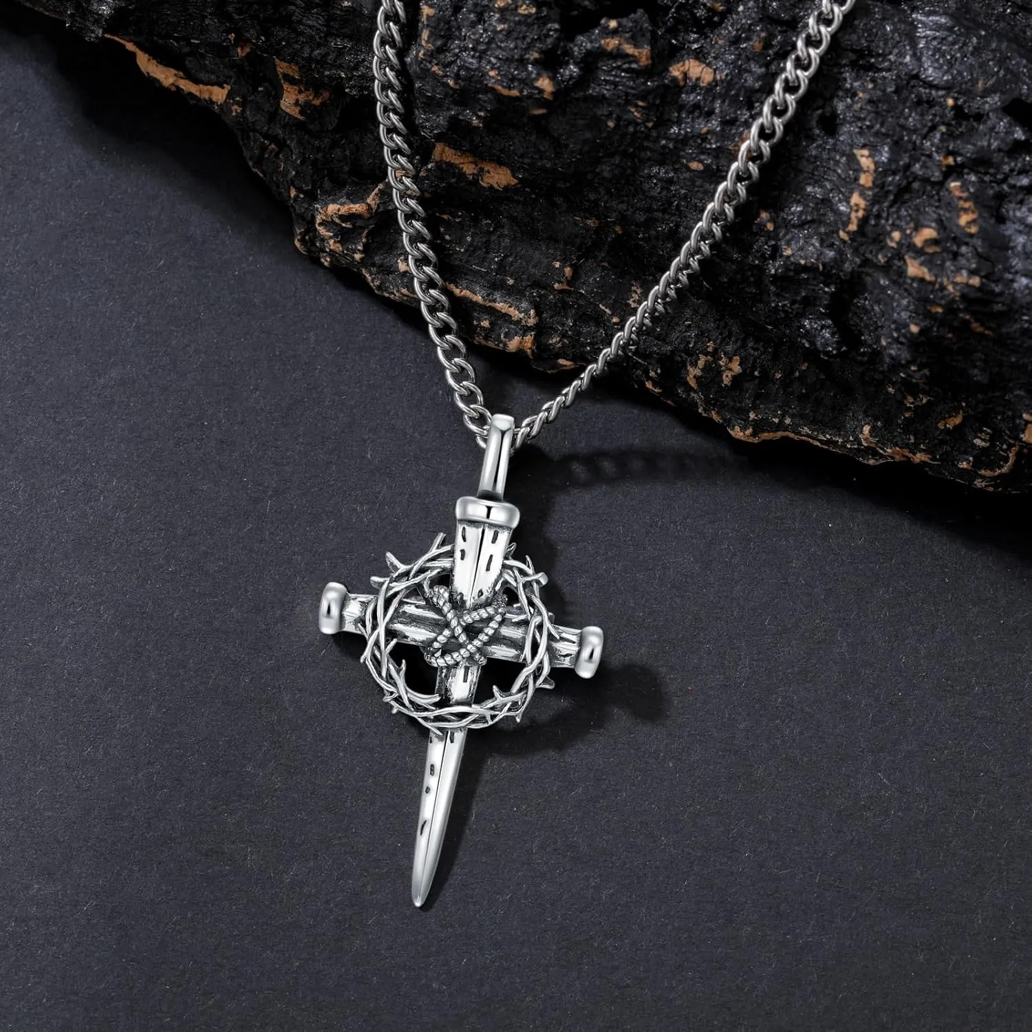 Cross Necklace 925 Sterling Silver Christian Jewelry for Men