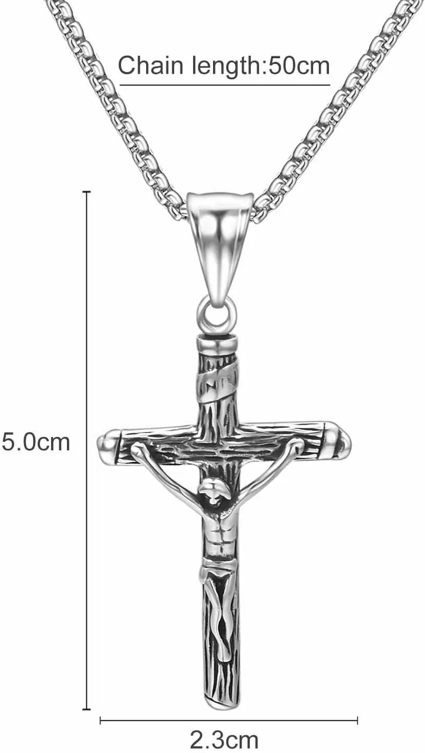 Cross Necklace for Men 14K Gold Plated Gothic Crucifix Cross Pendent Adjustable Layering Choker Necklaces