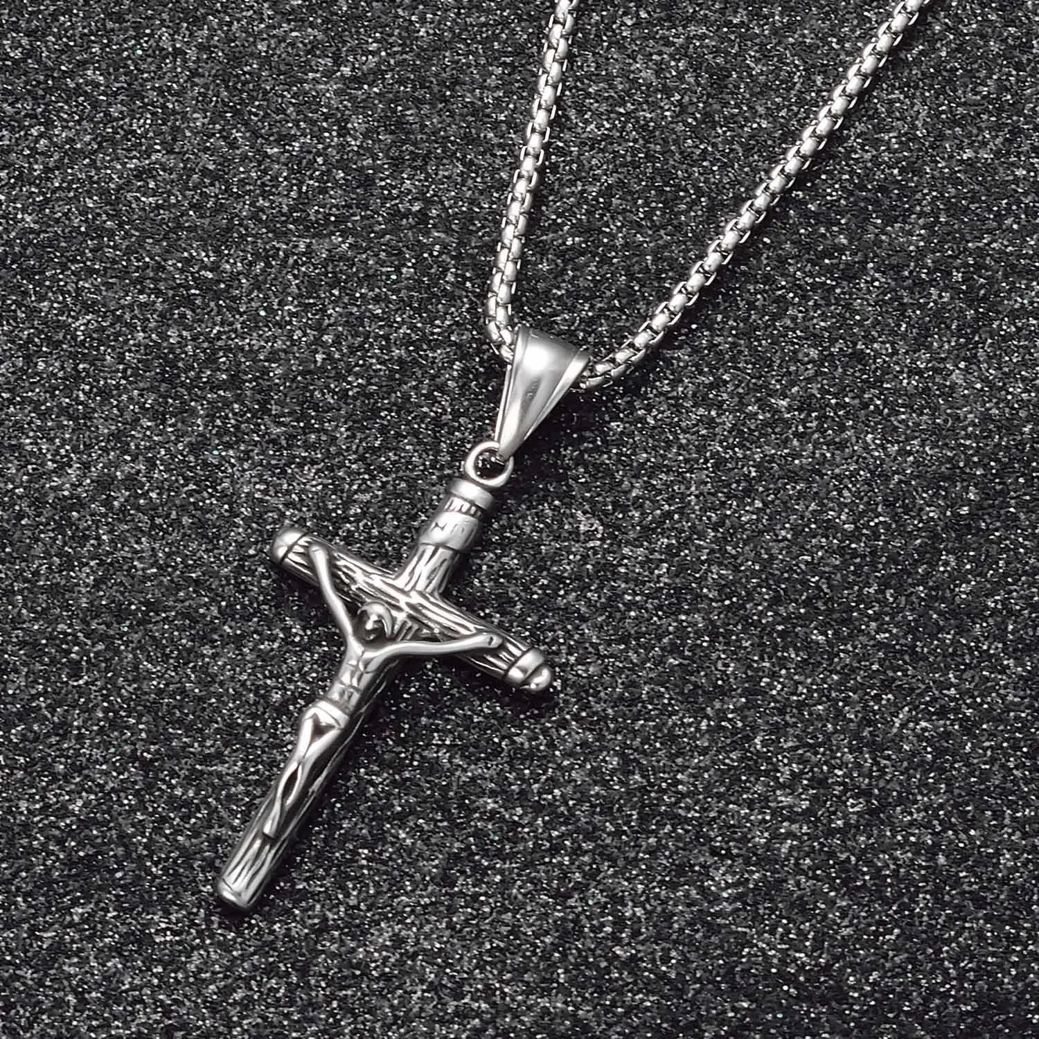 Cross Necklace for Men 14K Gold Plated Gothic Crucifix Cross Pendent Adjustable Layering Choker Necklaces