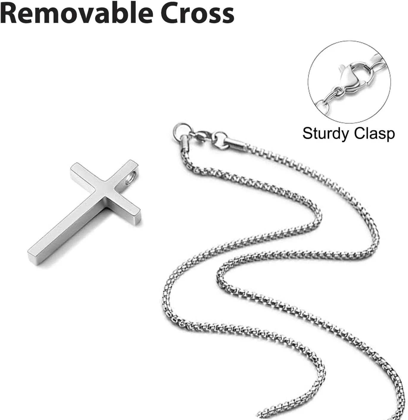Cross Necklace for Men Stainless Steel: Mens Cross Necklaces Cross Chain for Men and Women