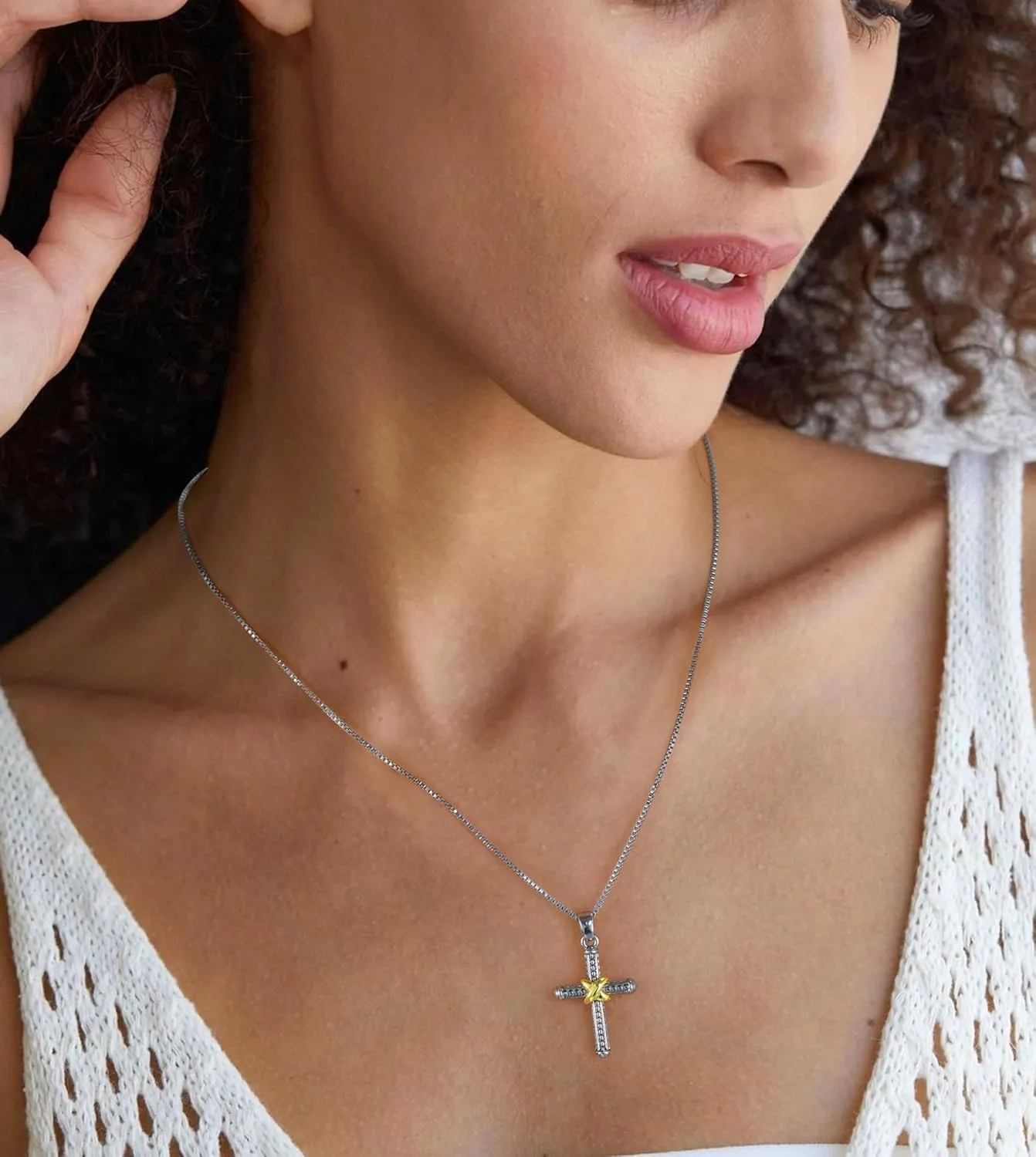 Cross Necklaces for Women Vintage Silver Chain with Gold Knot Pendant Necklace Dupes Jewelry for Her