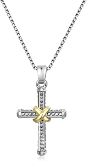 Cross Necklaces for Women Vintage Silver Chain with Gold Knot Pendant Necklace Dupes Jewelry for Her