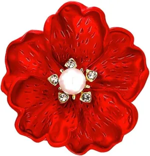 Crystal Pearl Flower Brooch Fashion Rhinestone Peony Flower Brooch Wedding Banquet Dress Decoration Women's Elegant Jewelry Gift