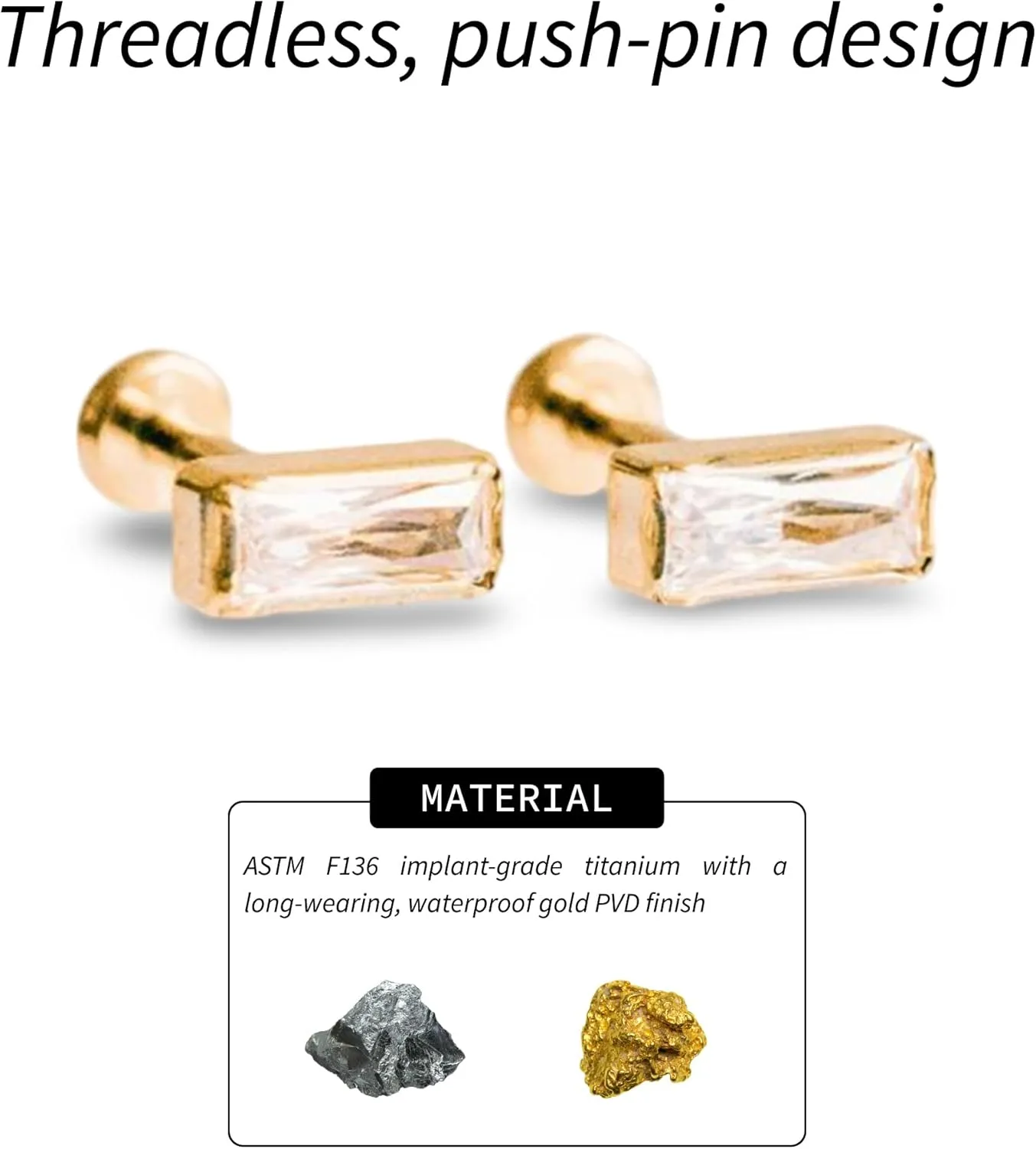 Cubic Zirconia Diamond Stud Earrings for Women | No-Poke Design | Implant-Grade Titanium | CZ Gold & Silver Studs Earrings for Women