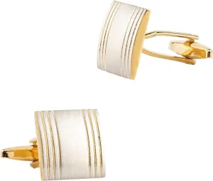 Cufflinks for Men Unique Men Cufflinks Set Square Gold Plated Square Stripes 15.8X15.8cm Jewelry Gifts for Dad Husband Business Valentines Day