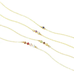 Custom Minimalist Birthstone Bar Necklace, Gold Sterling Silver Personalize Mothers & Kids Birthstone Jewelry Family Necklace Sisters gift [3mmHorizontal]