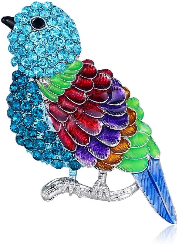 Cute Bird Crystal Lapel Brooch Pin for Women Girls Cubic Zirconia Animal Colorful Enamel Pins Clip Sweater Dress Scarves Jackets Coat Hat Backpacks Brooches Pins Dainty Jewelry Gifts Birthday Party